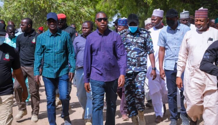 Zulum Passes Night In Attacked Damasak, Meets Soldiers, Re-equips Security With 12 APC, Patrol Vehicles