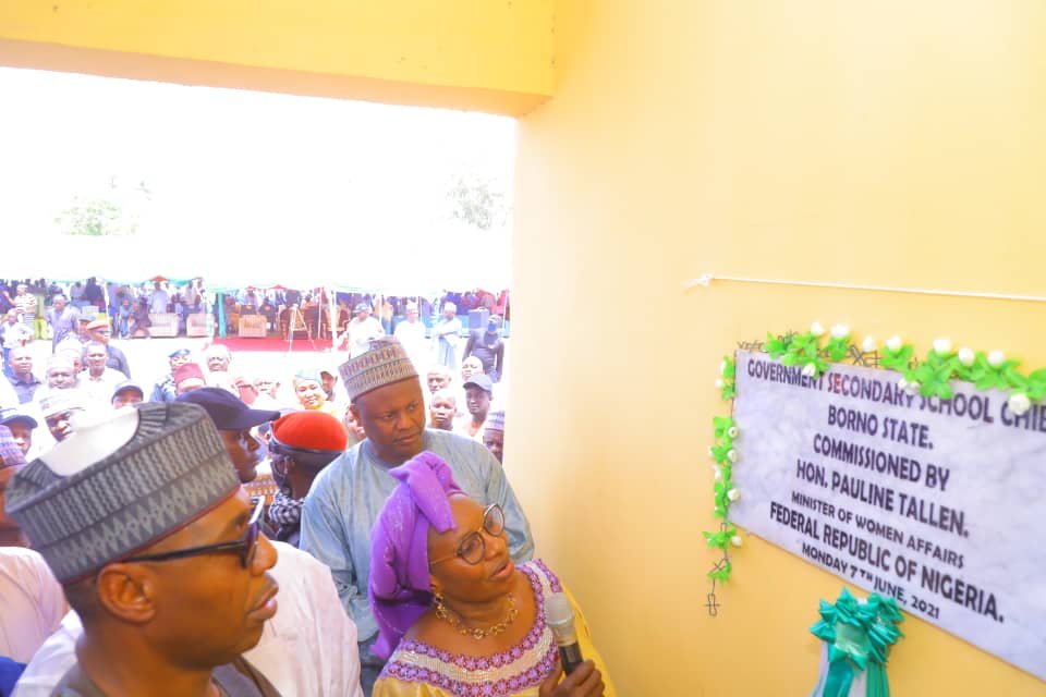 On Zulum’s Invitation, Women Affairs minister Commissions Remodeled Chibok School where Girls were Kidnaped in 2014
