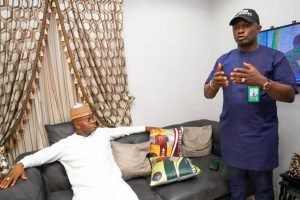 L-R Gov. Yahaya Bello receiving audience with President of the National Association of Nigerian Students (NANS) on Thursday in Abuja.