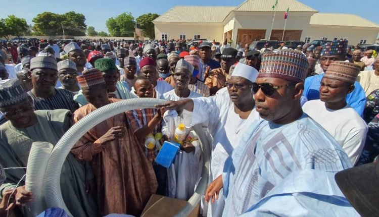 Day-4 in Southern Borno: Zulum Shares Tools to 1,750 Farmers from Bayo, Shani, Hawul
