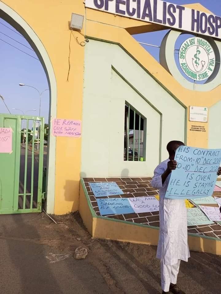 WORKERS PROTEST OVER MISMANAGEMENT OF RESOURCES AT YOLA SPECIALIST HOSPITAL.