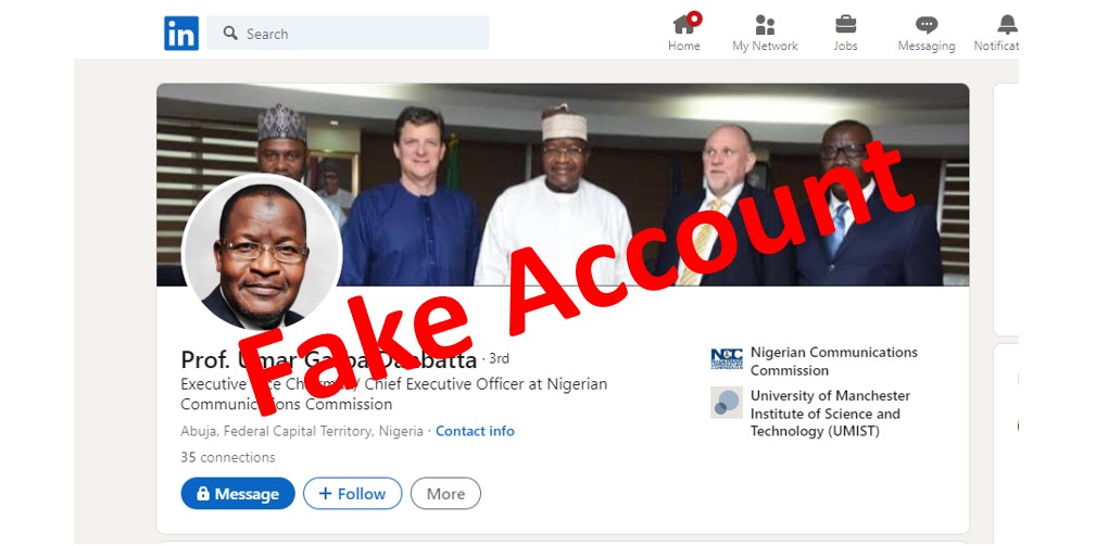 NCC Disowns Fake LinkedIn Account of Prof. Danbatta  
