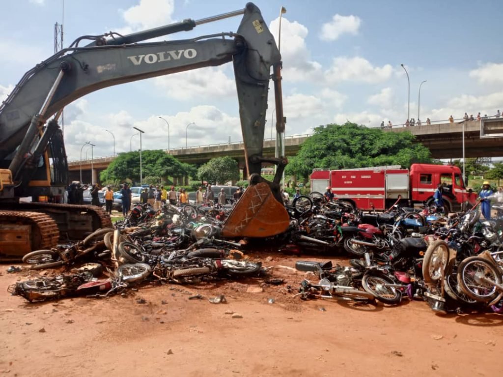 Illegal operations: FCTA impounds, crushes 400 commercial motorcycles in Abuja