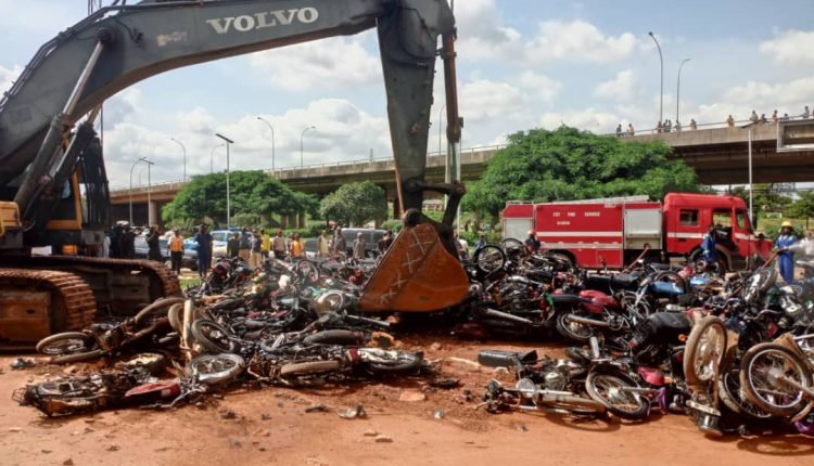 Illegal operations: FCTA impounds, crushes 400 commercial motorcycles in Abuja