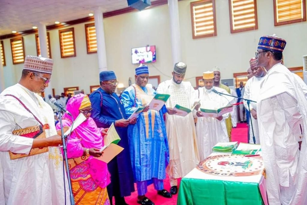 Yobe: Gov Buni swears-in 20 new commissioners, Harps On Hard Work and charges them on diligence, due process