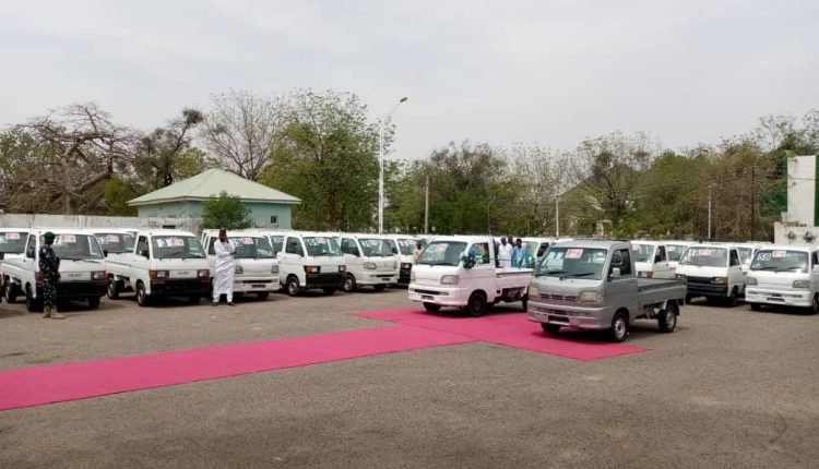 Empowerment: Zulum unveils 110 HIJET mini trucks donated by Senator Monguno