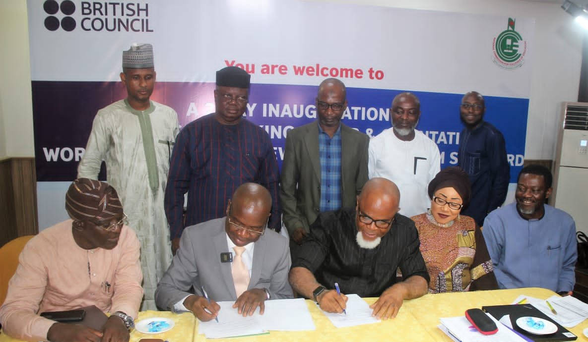 PHOTO NEWS: The Executive Secretary of NCCE and the Director British Council Signing the MoU