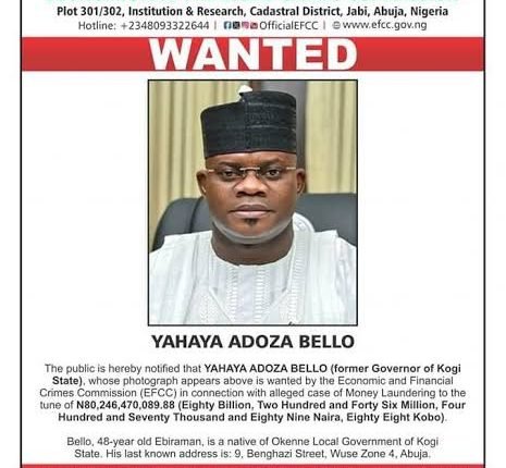 EFCC orders security agencies to stop Yahaya Bello from fleeing abroad