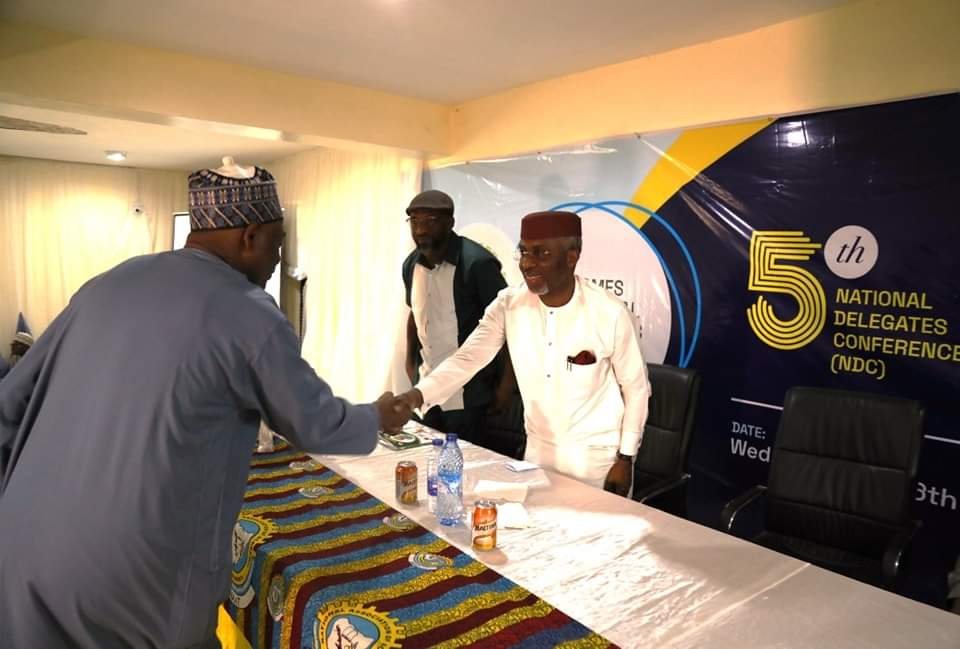The Executive Secretary, TETFund, Arc. Sonny Echono (left) received an Award of Excellence from President National Association of Academic Technologists (NAAT), Comrade Ibeji Nwokoma during the 5th National Delegates Conference of NAAT at the University of Abuja.