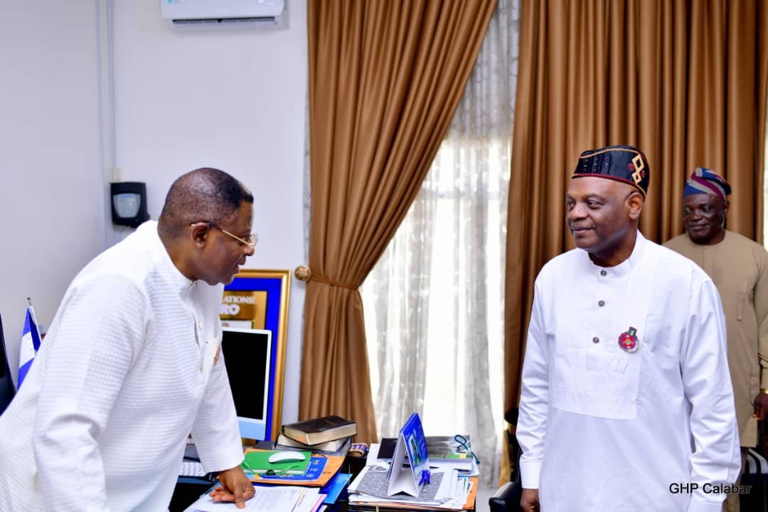 PHOTO NEWS: TETFund Boss Paid a Courtesy visit to the Governor of Cross River, Sen. Bassey Otu at Govt. House, Calabar.