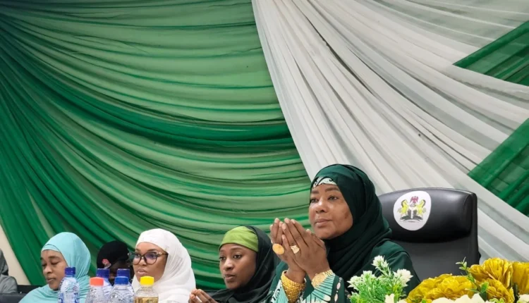 Bauchi Governor’s wife, Hajiya Aisha Mohammed, speaks at a religious leaders’ lecture in Bauchi.