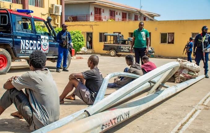 FCT NSCDC intercepts truck conveying vandalised street light poles