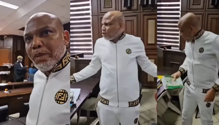Breaking: Drama as judge orders security to take Nnamdi Kanu out of courtroom