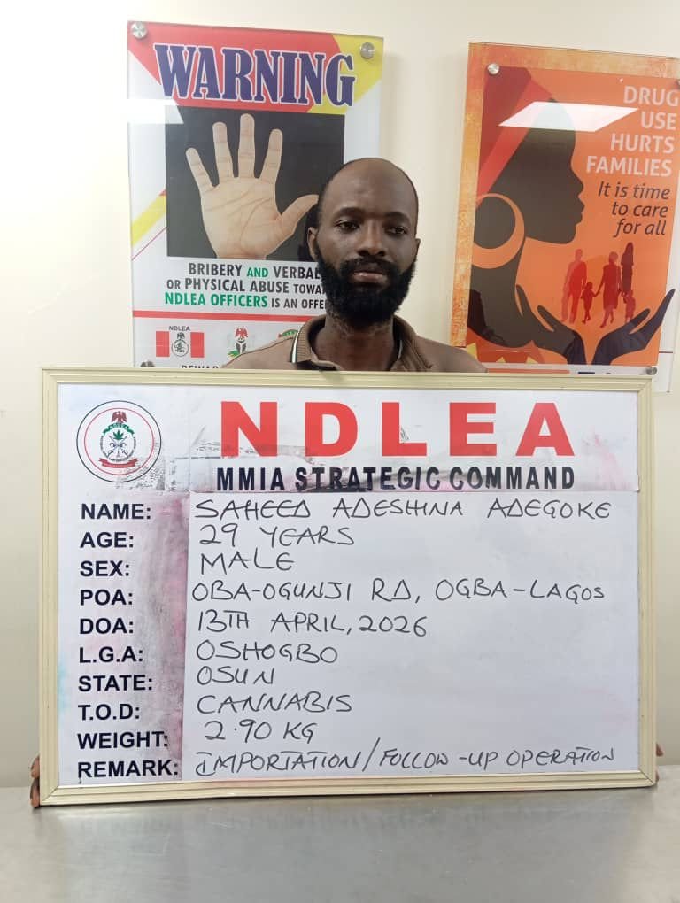 NDLEA intercepts cocaine, loud in food flasks, snacks, arrests fashion designer, others