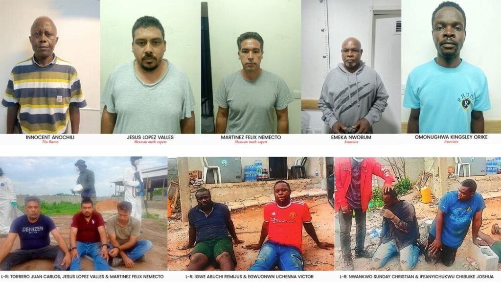 NDLEA smashes Nigerian-Mexican meth cartel, arrests baron, 3 Mexicans, 6 others .Recovers N480 billion meth, precursors from massive clandestine lab in Ogun forest