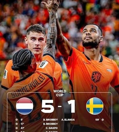 Netherlands crush Sweden 5-1 to boost World Cup hopes