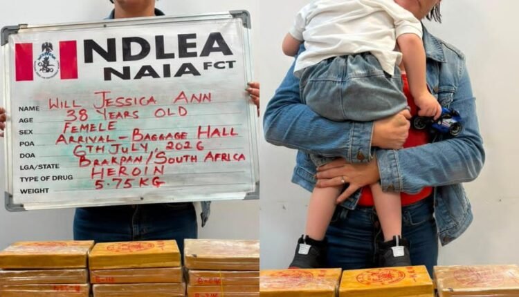 NDLEA intercepts South African lady with 3-year-old son as cover to traffic heroin