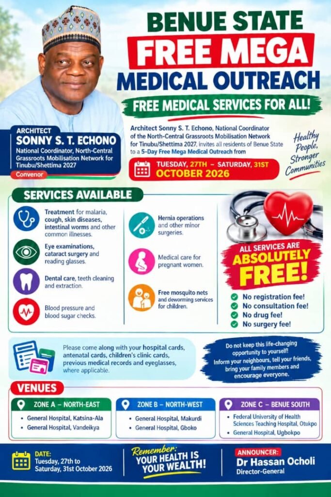 Tinubu/Shettima 2027: Benue State Free Medical Health Outreach Officially Inaugurated Today